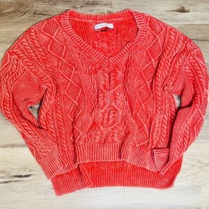 Anthropologie Coral Cable Knit Sweater